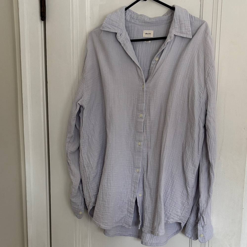 Aritzia Wilfred Free Light Blue Oversized Button-up Shirt